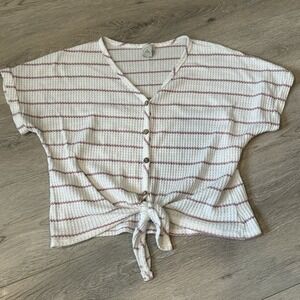 Paper Crane Thermal Top‎ Waffle Weave Slouchy Short Sleeve Women's Sz Large L